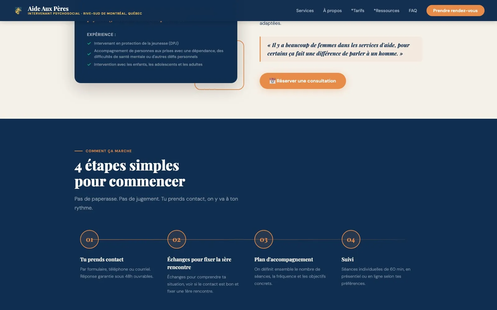 Aide aux Pères — capture 3